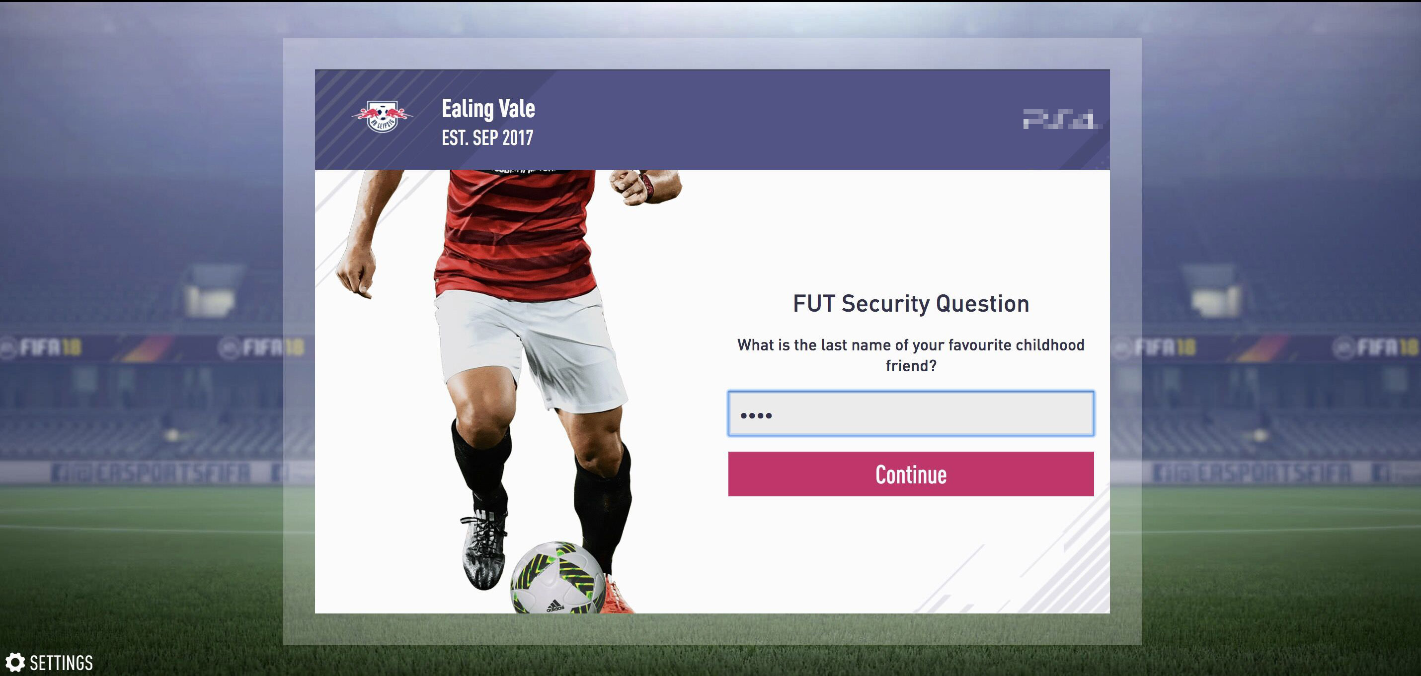 Login with new FUT Security Question